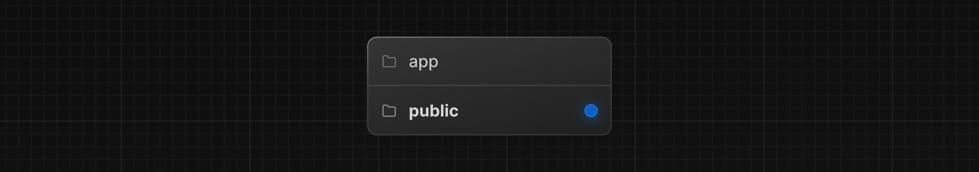 Folder structure showing app and public folders