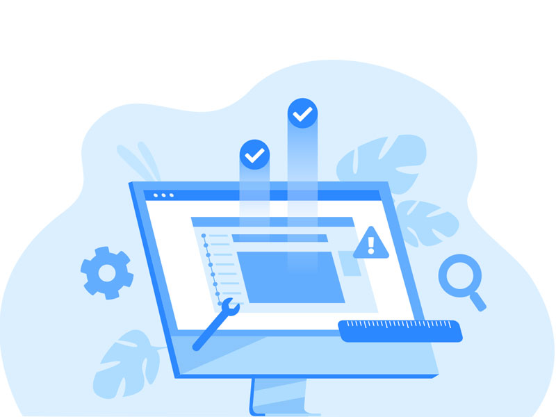 An illustration of a computer where a test is being performed